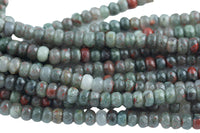 Natural Blood Stone, High Quality in Faceted Roundel, 6 and 8mm- Full 15.5 Inch Strand-Full Strand 15.5 inch Strand Gemstone Beads