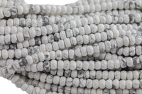 Natural Howlte- High Quality in Faceted Roundel- 4mm, 6mm, 8mm, 10mm, 12mm- Full 15.5 Inch Strand Gemstone Beads