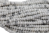 Natural Howlte- High Quality in Faceted Roundel- 4mm, 6mm, 8mm, 10mm, 12mm- Full 15.5 Inch Strand Gemstone Beads