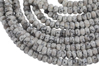 Natural Gray Spotted Jasper, High Quality in Faceted Roundel, 6mm, 8mm, 10mm, 12mm- Full 15.5 Inch Strand Gemstone Beads