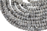 Natural Gray Spotted Jasper, High Quality in Faceted Roundel, 6mm, 8mm, 10mm, 12mm- Full 15.5 Inch Strand Gemstone Beads