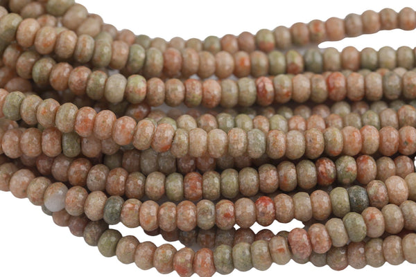 Natural Ocean Jasper High Quality in Faceted Roundel, 8mm- Full 15.5 Inch Strand-Full Strand 15.5 inch Strand Gemstone Beads