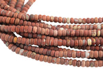 Natural Red Jasper High Quality in 6mm and 8mm Matt Smooth Roundel- Full 15.5 Inch Strand