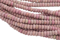 Natural Rhodonite High Quality in 6mm and 8mm Matt Roundel- Full 15.5 Inch Strand Smooth Gemstone Beads