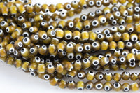 Evil Eye Beads Round Glass Crystal 6mm All Colors Available 15-16"