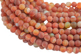 Natural Orange Banded Agate, High Quality in Matt Round, 6-12mm Gemstone Beads