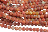 Natural Orange Banded Agate, High Quality in Matt Round, 6-12mm Gemstone Beads