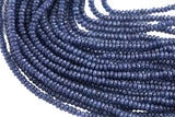 4mm- JADE Faceted Rondelle- Single or Bulk- 15.5" - Dark Sapphire -Full Strand 15.5 inch Strand