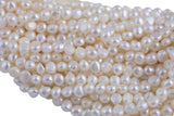 White Fresh Water Pearl Center Drill Nugget Beads 7-8mm 8-9mm 15" Strand
