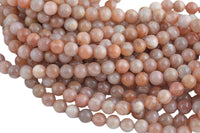 Natural Light Pink Moonstone Sunstone Pink Moon stone Beads High Quality in Round- 4mm, 6mm, 8mm, 10mm, 12mm- 15.5 - 16" Smooth