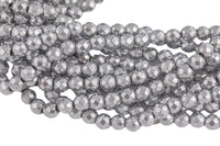 Platinum Plated HEMATITE Beads. Round Faceted. 3mm, 4mm, 6mm, or 8mm. Full Strand 16".
