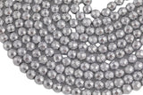 Platinum Plated HEMATITE Beads. Round Faceted. 3mm, 4mm, 6mm, or 8mm. Full Strand 16".