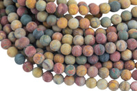 Natural Matte Picasso Jasper Grade AAA Matte Round 6mm, 8mm, 10mm, 12mm, 14mm- Full 16 Inch Strand AAA Quality Smooth Gemstone Beads