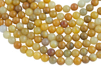 Natural Yellow Jade- Round sizes. 4mm, 6mm, 8mm, 10mm, 12mm, 14mm- Full 15.5 Inch Strand AAA Quality Smooth Gemstone Beads