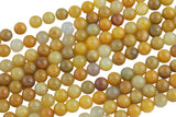 Natural Yellow Jade- Round sizes. 4mm, 6mm, 8mm, 10mm, 12mm, 14mm- Full 15.5 Inch Strand AAA Quality Smooth Gemstone Beads