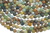 Natural Flower Jade, High Quality Matte Round-Full Strand 15.5 inch Strand Gemstone Beads