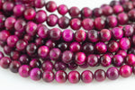 AAA Natural Fuchsia Tiger's Eye Round Tigers Eye Tiger Eye Tigereye, 6mm 8mm 10mm 12mm 14mm 15.5" Smooth Gemstone Beads