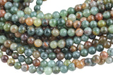 Natural Green Flower Rutilited Beads Full Strands-15.5 inches- Round- 6mm, 8mm, 10mm, 12mm- 15.5 inches Smooth Gemstone Beads