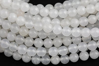 Natural Moonstone Jade Round Beads 4mm 6mm 8mm 10mm 12mm - Single or Bulk - 15.5" AAA Quality Smooth Gemstone Beads