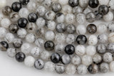 Natural Black Tourmalinated Quartz Beads - Black Rutiled Quartz Beads - Grade AAA - Round 6mm 8mm 10mm 12mm - Full 15.5" Smooth