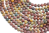 Natural Picasso Jasper Beads Grade AAA Round 6mm, 8mm, 10mm, 12mm, 14mm- Full 15.5 Inch Strand Smooth Gemstone Beads