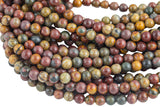 Natural Picasso Jasper Beads Grade AAA Round 6mm, 8mm, 10mm, 12mm, 14mm- Full 15.5 Inch Strand Smooth Gemstone Beads