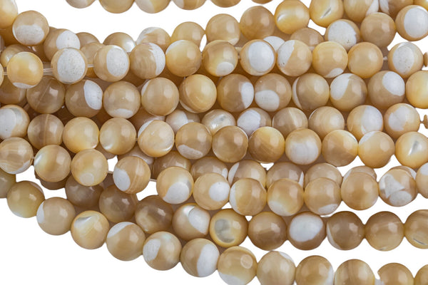 Natural Golden Mother of Pearl, High Quality in Round Gemstone Beads Shell Beads
