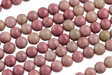 Natural Rhodonite High Quality in Round -Full Strand 15.5 inch Strand, 4mm, 6mm, 8mm, 12mm, or 14mm Beads Smooth Gemstone Beads