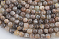 Dark Chocolate Moonstone - High Quality Grade AAA in Round Beads - 4mm, 6mm, 8mm, 10mm, 12mm- Full 15.5 Inch strand GORGEOUS!!! Smooth