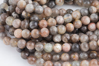 Dark Chocolate Moonstone - High Quality Grade AAA in Round Beads - 4mm, 6mm, 8mm, 10mm, 12mm- Full 15.5 Inch strand GORGEOUS!!! Smooth