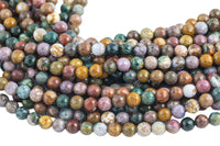 Natural Ocean Jasper High Quality in Faceted Round 6mm, 8mm, 10mm, 12mm -Full Strand 15.5 inch Strand Gemstone Beads