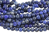 Natural Dark Blue Sodalite, High Quality in Faceted Round, -Full Strand 15.5 inch Strand, 4mm, 6mm, 8mm, 12mm, or 14mm Beads AAA Quality