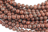 Natural Sesame Jasper, High Quality in Round, 4mm, 6mm, 8mm, 10mm, 12mm- Full 16 inch strand Smooth Gemstone Beads