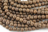 Natural Sandal Wood. 6mm or 8mm or 10mm Round. Full Strand Gemstone Beads
