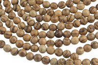 Natural Vietnam Tiger Stripped Wood. 6mm or 8mm Round. Full Strand 16". Gemstone Beads