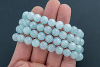 Natural Natural Aquamarine bracelet A quality, 7 inches, one size fits all- stackable bracelet- 10mm