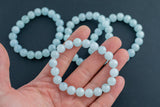 Natural Natural Aquamarine bracelet A quality, 7 inches, one size fits all- stackable bracelet- 10mm