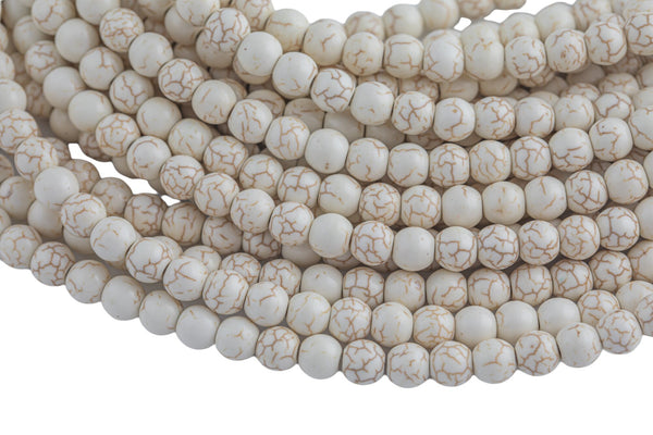 White Magnesite Turquiose Round- Full 16 inch strand- 4mm, 6mm, 8mm, 10mm, 12mm, 14mm, 16mm Smooth Gemstone Beads