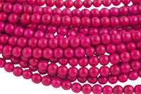 Fusia Magnesite Turquiose Round- Full 16 inch strand- 4mm, 6mm, 8mm, 10mm, 12mm, 14mm, 16mm Smooth Gemstone Beads