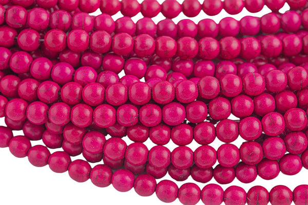 Fusia Magnesite Turquiose Round- Full 16 inch strand- 4mm, 6mm, 8mm, 10mm, 12mm, 14mm, 16mm Smooth Gemstone Beads