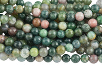 Natural Indian Agate Beads Grade AAA in Faceted Round, 4mm, 6mm, 8mm, 10mm, 12mm- Full Strand 15.5 inches Long Gemstone Beads