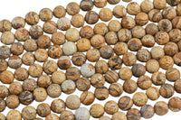 Natural Picture Jasper Faceted Round 4mm, 6mm, 8mm, 10mm, 12mm, 14mm AAA Quality Gemstone Beads