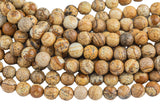 Natural Picture Jasper Faceted Round 4mm, 6mm, 8mm, 10mm, 12mm, 14mm AAA Quality Gemstone Beads