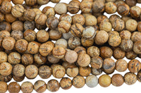 Natural Picture Jasper Faceted Round 4mm, 6mm, 8mm, 10mm, 12mm, 14mm AAA Quality Gemstone Beads