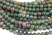 Natural Indian Agate Beads Grade AAA Round Round, 4mm, 6mm, 8mm, 10mm, 12mm, 14mm- Full 15.5 Inch Strand Smooth Gemstone Beads