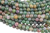 Natural Indian Agate Beads Grade AAA Round Round, 4mm, 6mm, 8mm, 10mm, 12mm, 14mm- Full 15.5 Inch Strand Smooth Gemstone Beads
