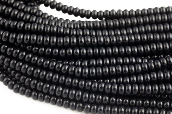 6mm or 8mm Crystal Smooth Roundel 1 or 2 or 5 or 10 STRANDS- 16 Inch Strand- Black