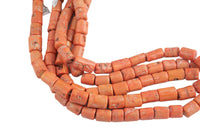 Orange Bamboo Coral Natural Barrel Shaped Beads. Large Size- approximately 18mm Diameter Size will vary -15.5 inch strand Gemstone Beads