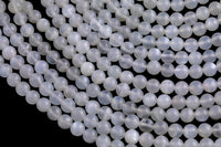 Natural White Fire Moonstone Beads - Milky White - High Quality Round - Slightly Gray with White Fire- Full Strands 6mm 8mm 10mm 12mm