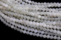 Natural White Fire Moonstone Beads - Milky White - High Quality Round - Slightly Gray with White Fire- Full Strands 6mm 8mm 10mm 12mm